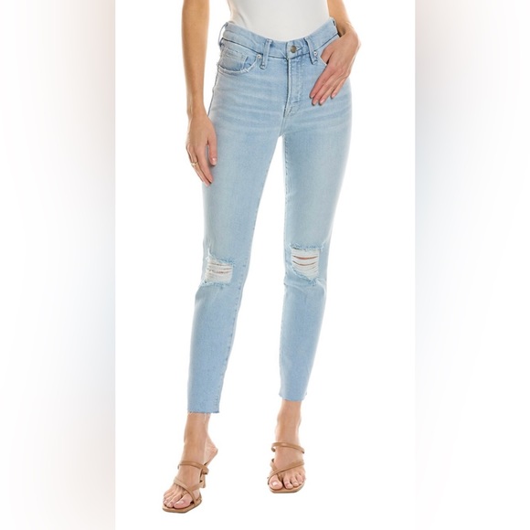 NWT Good American Good Legs Crop Skinny Distressed Raw Hem Light Blue Size 6 - Picture 1 of 14